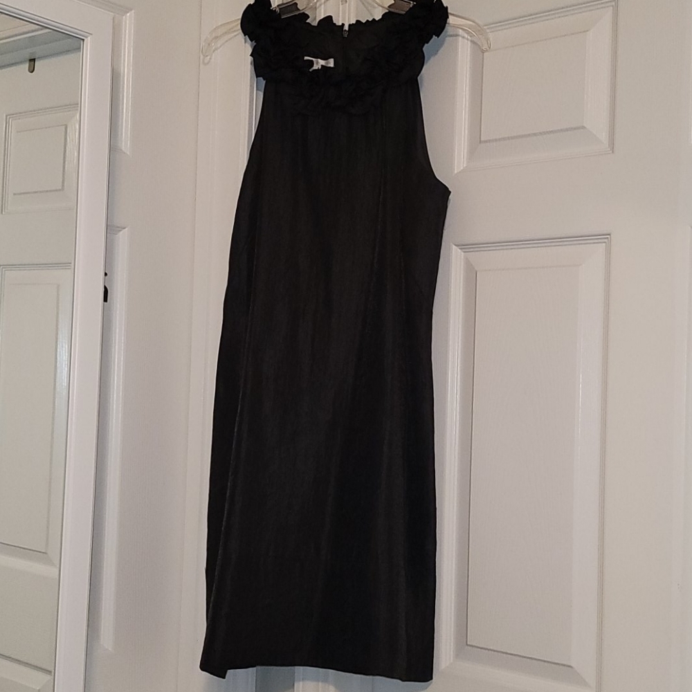 London Times Black Sleeveless Midi Dress